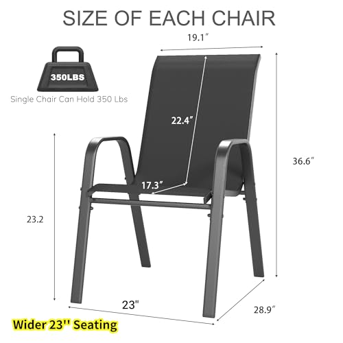 Image of Outdoor Patio Chairs Set of 6 Stackable Dining Chairs All-Weather Textilene Furniture Set for Pool, Deck, Backyard, Garden