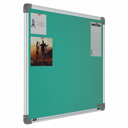 Image of Scholar Art Metis 2x3 Feet Fabric Pin Board for Wall & Study Table | Vibrant & Versatile Crape Cloth + High Density Soft Board for Pinning Photos, Sticky Notes & Reminders (Emerald Green)