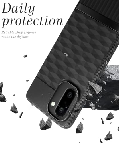 Image of WOW IMAGINE Back Cover for 1+ OnePlus 15R 5G 2025 with Hexa Cube Design | Ultra Slim Soft Rubberised Case | Inner Velvet Fabric | Silicone Flexible Mobile Case | Camera Protection - Black