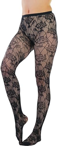 Image of ToBeInStyle Women's Elegant Floral Lace Inspired Spandex Net Full Length Tights