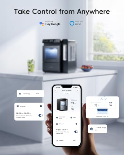 Image of ecozy Smart Nugget Ice Maker Countertop with 1.14 Gal Side Tank 40 lbs /Day