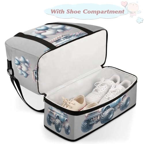 Monster Truck Balloon Travel Duffel Bags for Women & Men Large Sports Gym Bags Foldie Weekender Overnight Bag Carry On Tote Bag With Shoe Compartment Personal Item Luggage for Travel Sports Gym4