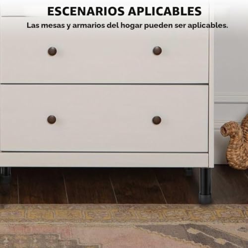 Patas de cama regulables de 12 a 18 cm con base negra antideslizante, pack de 4 unidades 4
