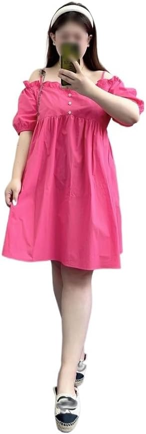 Fat Mm Plus Size Dress Shoulder Bubble Sleeve Halter Doll
