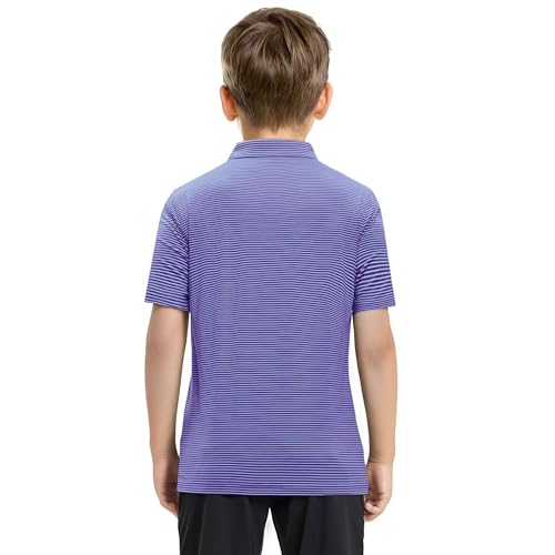 Image of Boys Polo Shirts Short Sleeve Striped Performance Moisture Wicking Dry Fit Golf Shirts for Boys Youth Kids
