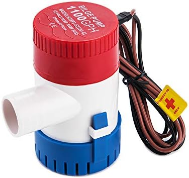 Dontmiss Submersible Boat Bilge Water Pump 12v 1100gph Non-Automatic Marine Electric Bilge Pump for Ponds, Pools, Spas Silent, Boat Caravan RV Submersible（Outlet Diameter: 1 1/8"） (1100GPH)