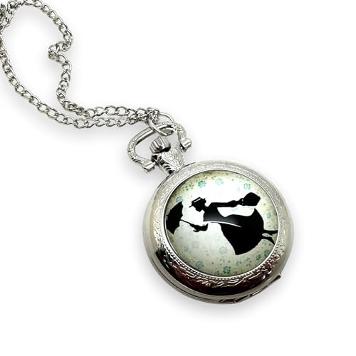 Montre à gousset Mary Poppins : le cadeau sautoir idéal aux tons noir et bleu