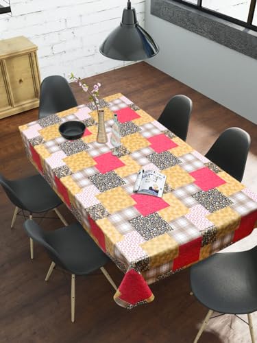 Image of Dakshya Industries PVC Waterproof Withoutlace Dining Table Cover (Size - 54X78 Inch) Rectangle 6 Seater Heat Rasistant Table Cloth (T4)