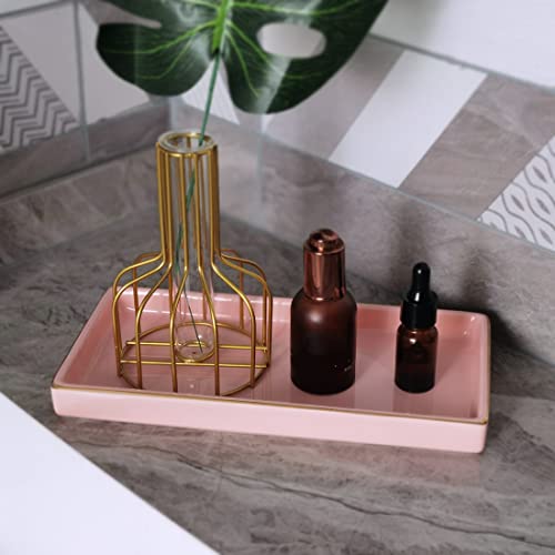 image for HANKOR 10 x 5 Ceramic Bathroom Tray for Countertop, Decorative Vanity 