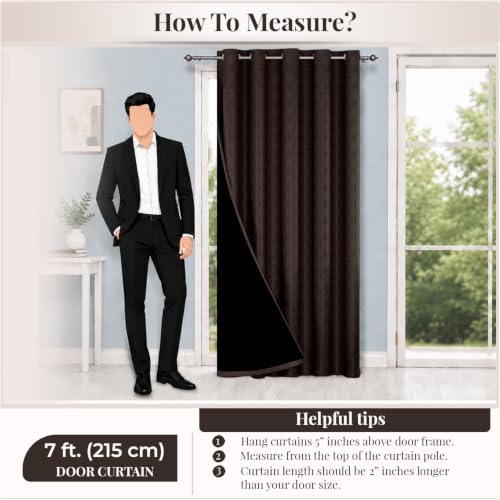 Image of HOKIPO Palmea True Blackout Curtains 7 Feet Long 1 Panel, Coffee