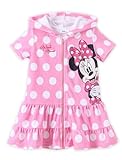 Disney Mickey and Friends Minnie Toddler Girls Swim Cover Up for Swimwear Zipper Swimsuit Coverup Terry Cloth Beach Bathing Suit Wrap Summer Hooded Swim Robe Short Ruffle Dress Children Pink 2 Years