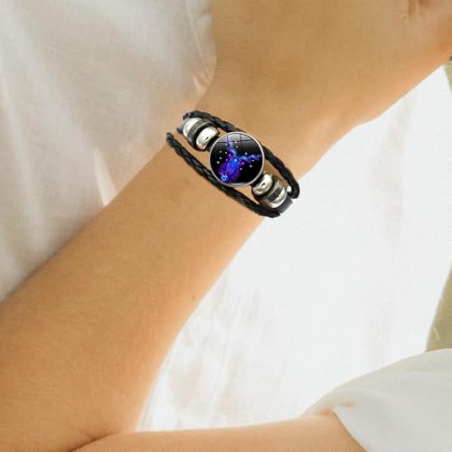 Atiptu Zodiac Signs Spirit Bracelet Multilayer Adjustable 12 Constellation Zodiac Leather Bracelets for Women Men Handmade Woven Glow in the Dark Zodiac Jewelry for Constellation Lover4