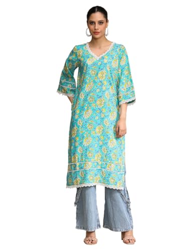 Kurta en dentelle Varanga : tunique florale ethnique de été