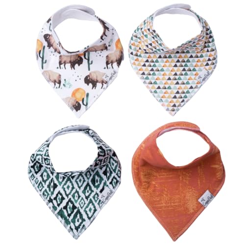 Image of Copper Pearl 4 Pack Soft Cotton Baby Bibs for Drooling and Teething, Absorbent Drool Bibs for Baby Girl and Boy, Adjustable to Fit Newborns to Toddlers, Tons of Styles (Bison)