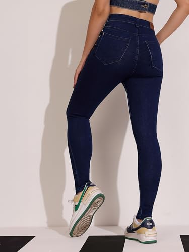 Image of Dolce Crudo Women's Skinny High Rise Bleached Cropped Stretchable Denim Jeans