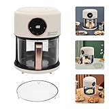 Mini Air Fryer, Glass Air Fryer, 360° Viewable, 1200W Small Compact Size for 2 People, 8 Presets, Digital Touchscreen, Non-Stick & Dishwasher Safe Basket