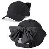 Hercicy Bow Tie Baseball Cap for Women Coquette Bow Cute Fashion Ponytail Sun Hats Trucker Y2k Outdoor Travel(Black)