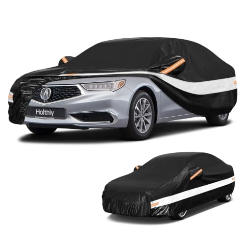 Image of 10 Layers Sedan Car Cover Custom Fit for Acura TLX (2021-2026), Waterproof All Weather for Automobiles, Outdoor Full Cover Sun Dust Rain Protection with Cotton. Black