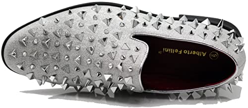 Image of SPK16 Men's Vintage Spike Dress Loafers Slip On Fashion Shoes Classic Tuxedo Dress Shoes
