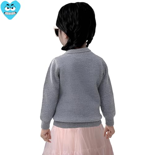 Girl Cardigan Round Neck Cool Cute Snag Heart Embroidery Cotton Casual Fit Open Front Sweater with Button3