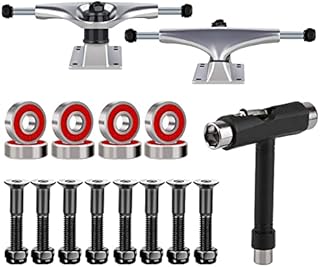 BESIY Skateboard Trucks, Skateboard Bearings & Wheel Hardware Set with Polished Skateboard Screws 1