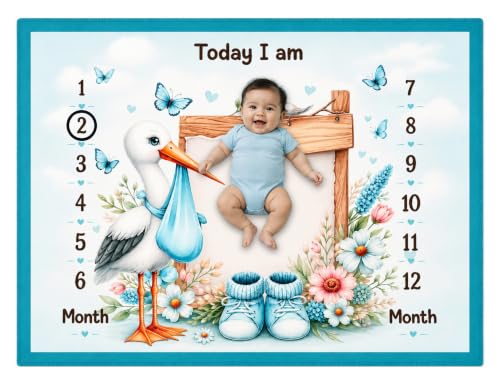 Image of NEW COMERS Milestone Baby Blanket for All Season Play Mat, Super Soft Foam | 3 Layer Thick Mat Blankets for Kids /New Born Monthly Photoshoot