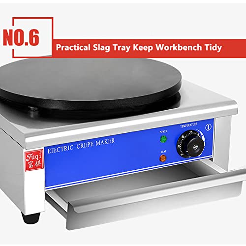 Electric Crepe Maker, 16In Stainless Steel Electric Pancakes Machine With Pull Slag Tray And Adjustable Temperature Control, Non-Stick And Easy To Clean, For Blintzes Tortilla #TOP5