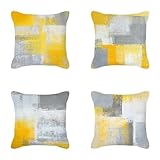 Lot de 4 Housse de Coussin Décoratif 40x40cm Souple Durable L'abstraction Nordique Motif Double Face Soft Carré d'extérieur Taie d'oreiller pour Canapé Sofa Lit Maison Salon Chambre Voiture BJ-543