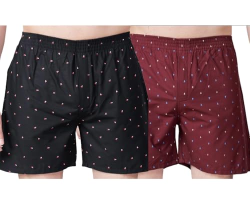 Image of Men's Cotton Printed Regular Fit Boxer Shorts | Soft & Breathable Innerwear | Comfortable Boxers | Lightweight & Stylish Nightwear