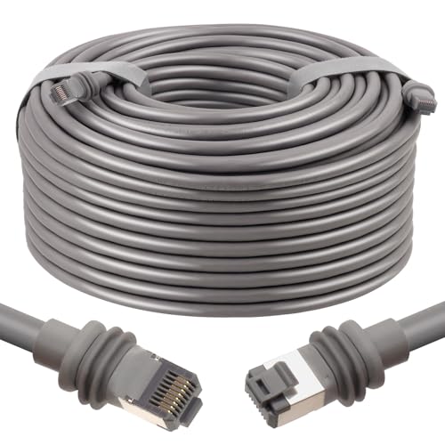 MOOKEERF 150FT Starlink Gen 3 Cable for Starlink Standard Generation 3,Cat 6 26AWG Pure Copper Waterproof Satellite Replacement Standard V3 Cable for Rectangular Satellite Gen 3-150 Foot,Grey