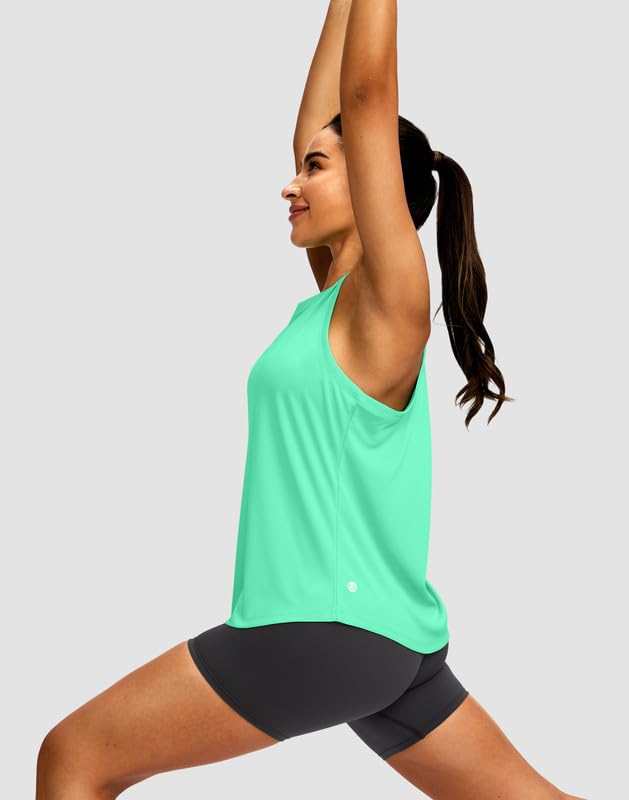 Image of Women's Workout Tops Racerback Athletic Tank Tops Sleeveless Loose Fit Yoga Running Gym Shirts for Women