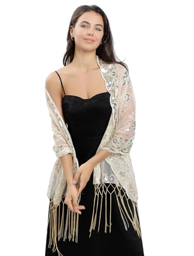 Baoqiya Sparkling tassels Wedding Scarf for Bride 1920s Women's Shawls and Wraps for Evening Party Dress3