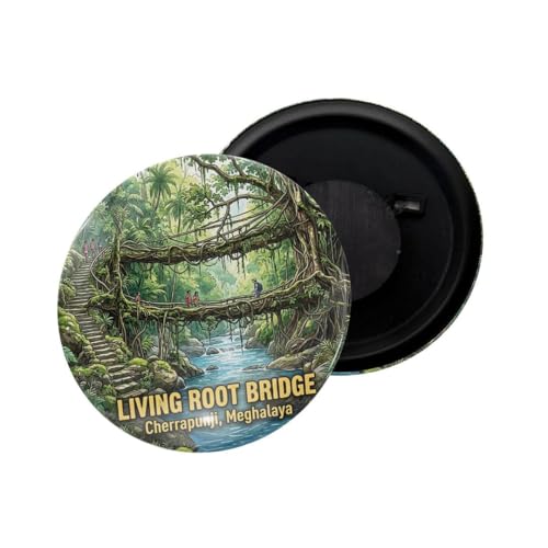 Image of dhcrafts Fridge Magnet Multicolor Meghalaya Living Root Bridge Cherrapunji Meghalaya Glossy Finish Design Pack of 1 (58mm)