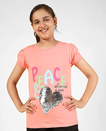 Image of KYDA KIDS Girls Cotton Full Sleeve Sequence and Embroidery Tops - Multicolor (Pack of 1)