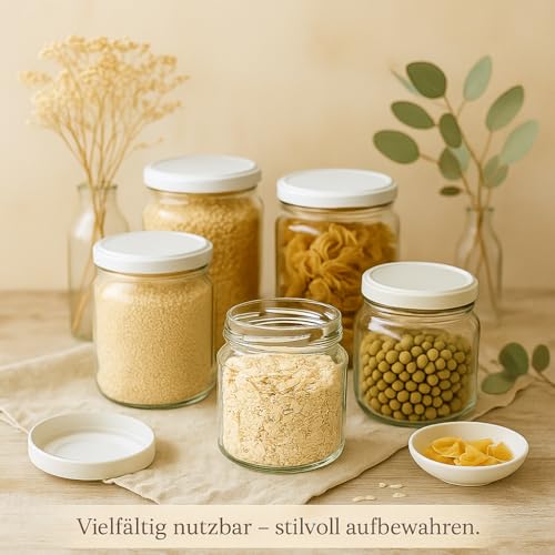Blumixx Einmachgläser mit Schraubdeckel 24er Pack Einmachglas mit Deckel in Weiß - 540ml Fassungsvermögen - Ideal für Erntezeit… – Ansicht 2