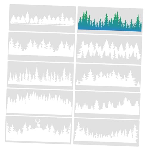SEWACC 10pcs Christmas Tree Stencils for Painting Craft Templates for Holiday Decor Easy to Clean Drawing Tools for Walls Canvas and More