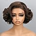 -*-Bob Wig Human Hair Pre Cut Glueless HD Lace ClosureWigs, Big Curly Mature Boss Left C Parted Frontal Wig For Women