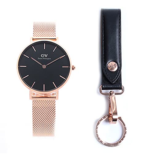 �_�j�G�� �E�F�����g�� DANIEL WELLINGTON �r���v DW00700158 �L�[�����O�Z�b�g ���[�Y�S�[���h PETITE MELROSE 32mm/�u���b�N [���s�A���i]