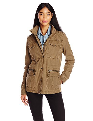 Quilted 4 Pocket Military Jacket, Khaki 
