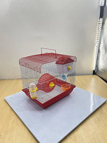 Image of Cage /Playhouse for Dwarf Hamster /Gerbil /Mice with a Food Cup, Water Bottle and Exercise Wheel with Spacious Two ladders cage (37Cm x 28 cm x 35 cm )- [ Colors May Vary ]