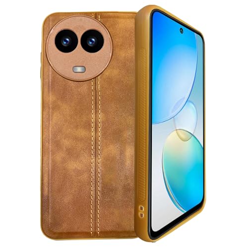 Image of A rtistque Premium Thread Leather Back Cover Case for Realme 11 5G / 11X 5G / Narzo 60X 5G Drop Protection | Smooth Grip | Raised Camera Edges | Realme 11 5G / 11X 5G / Narzo 60X 5G Back Cover - Brown