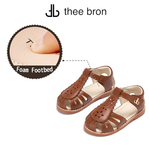 Image of THEE BRON Toddler Girls Closed-Toe Sandals Sweet Retro Cutout Summer Dress Shoes