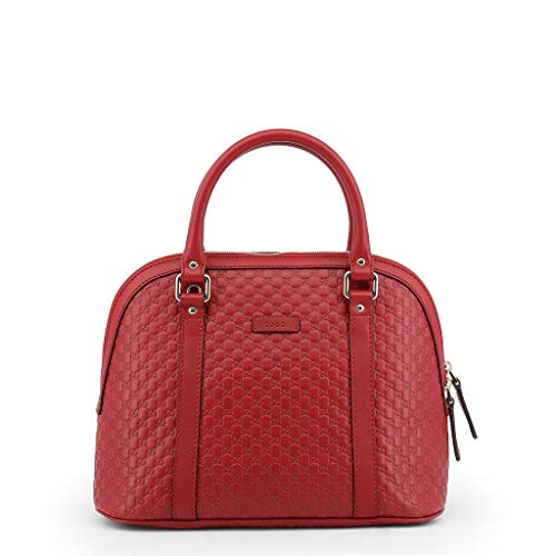 Gucci 449663 Red Leather Medium Convertible Micro GG Dome Satchel Purse