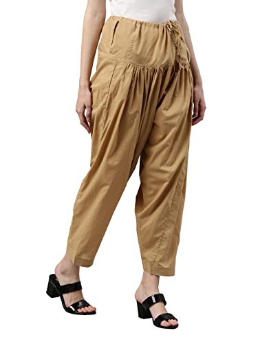 Image of GO COLORS Soft Cotton Salwar for Women | Relaxed Fit, Mid Rise, Ankle Length, Drawstrings
