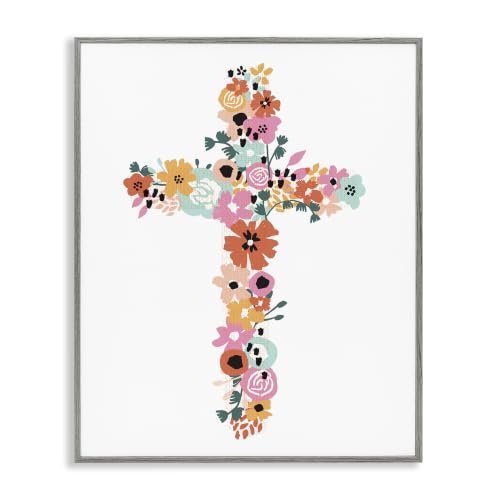 Bold Floral Cross Symbol Arrangement, 24 x 30 Inch Framed Giclée Print