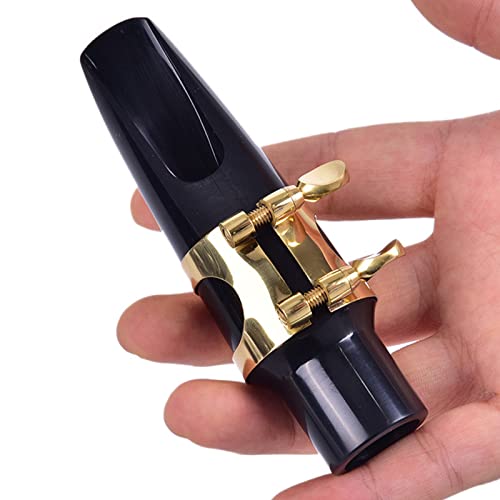 Kaiy Alto Sax Mouthpiece Ligature Double Screws Ligature Brass, Tradition Gold Lacquer Baritone Saxophone Ligature Fastener, Gold Plated #TOP1