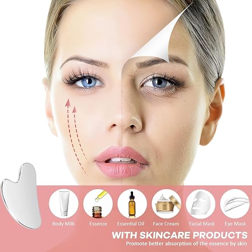 Image of Gua Sha Tool For Face | Stainless Steel Gua Sha | Facial Tools Metal Gua Sha | Tighten Skin Care Tools | Beauty Tool For Body Eyes Neck Massager (Heart Shape)