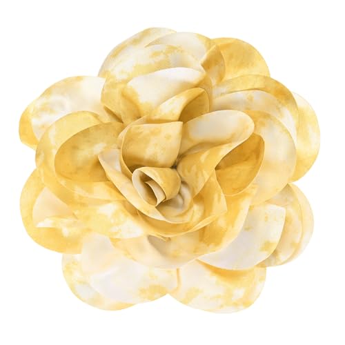 Image of M METERXITY Extra Large Rose Flower Brooches, Lapel Pins Dainty Satin Fabric Big Camellia Oversized Brooch Pin for Women