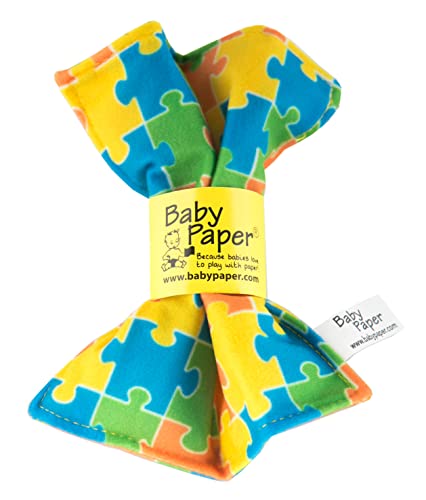 Image of Baby Paper Crinkle Sensory Toy & Teether, Puzzle Print, Washable Gift