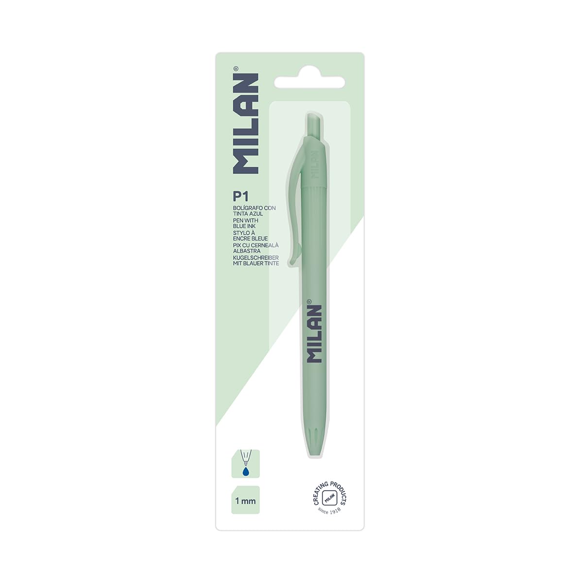 MILAN® Blíster bolígrafo P1 tinta azul, 430 since 1918, verde